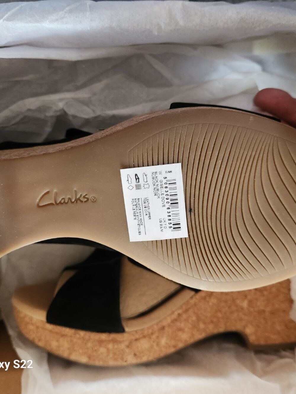 Clarks "Giselle Ivy" Black Nubuck Leather Wedges. NIB. Size 9.5 - Picture 9 of 9